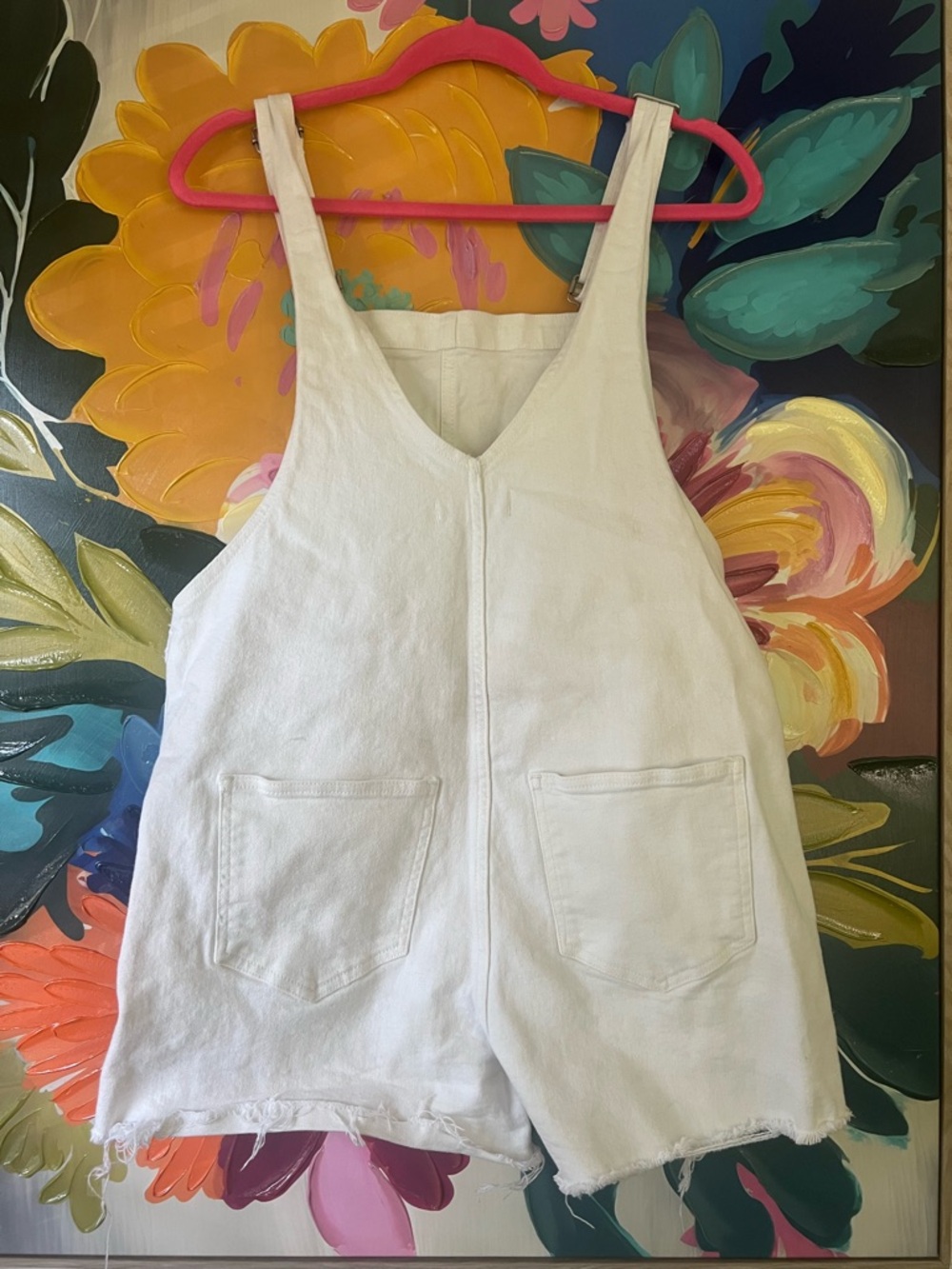 Madewell Adirondack Denim Short Overalls Tile White size M - Picture 4 of 8